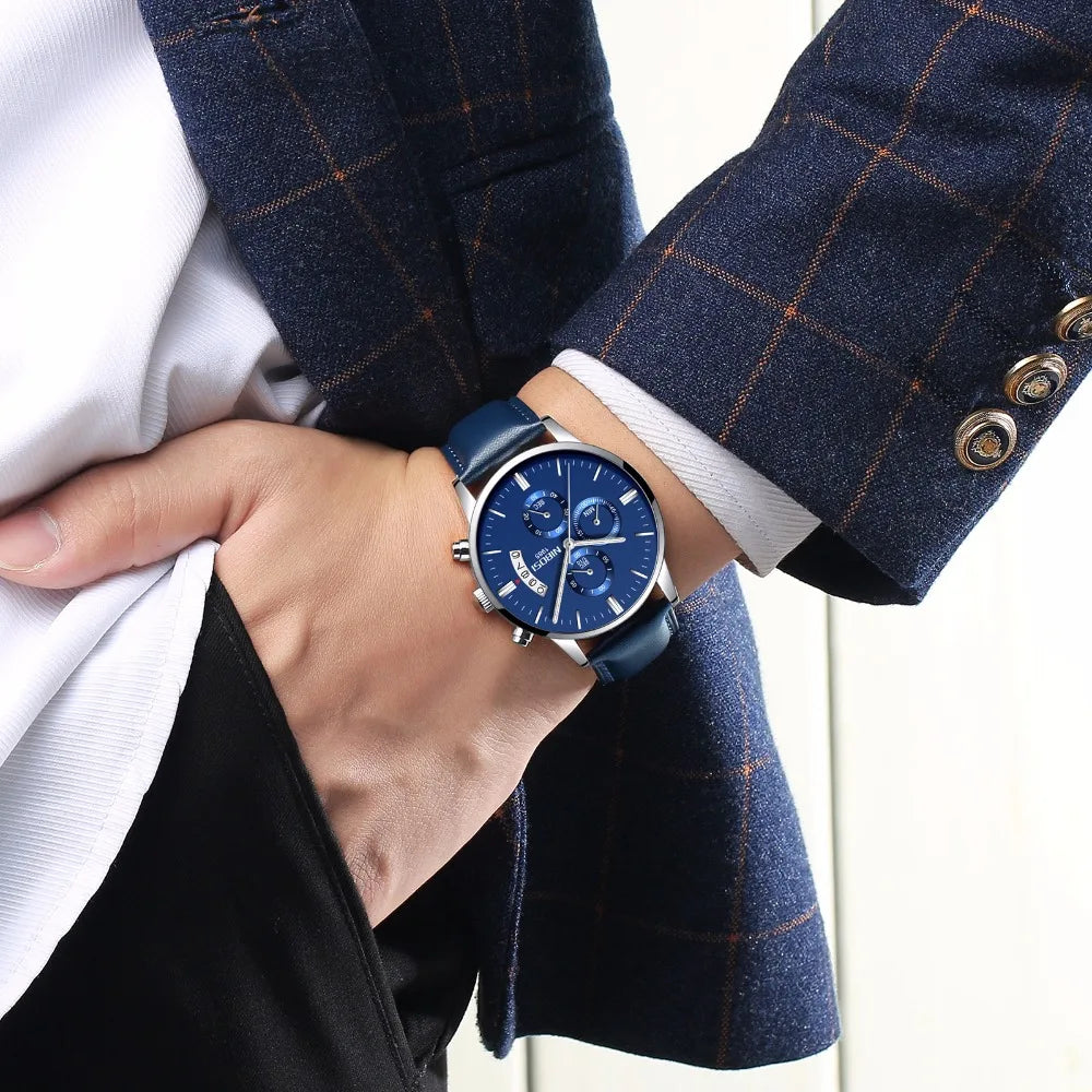 Relógio Masculino NIBOSI de Luxo - Marca Superior, Estilo Militar e Movimento Quartzo