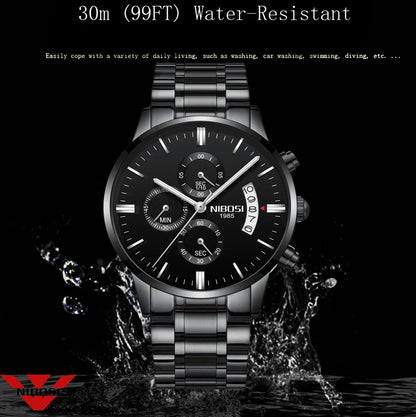 Relógio Masculino NIBOSI de Luxo - Marca Superior, Estilo Militar e Movimento Quartzo
