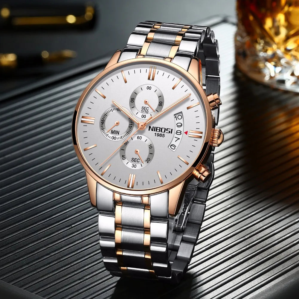 Relógio Masculino NIBOSI de Luxo - Marca Superior, Estilo Militar e Movimento Quartzo