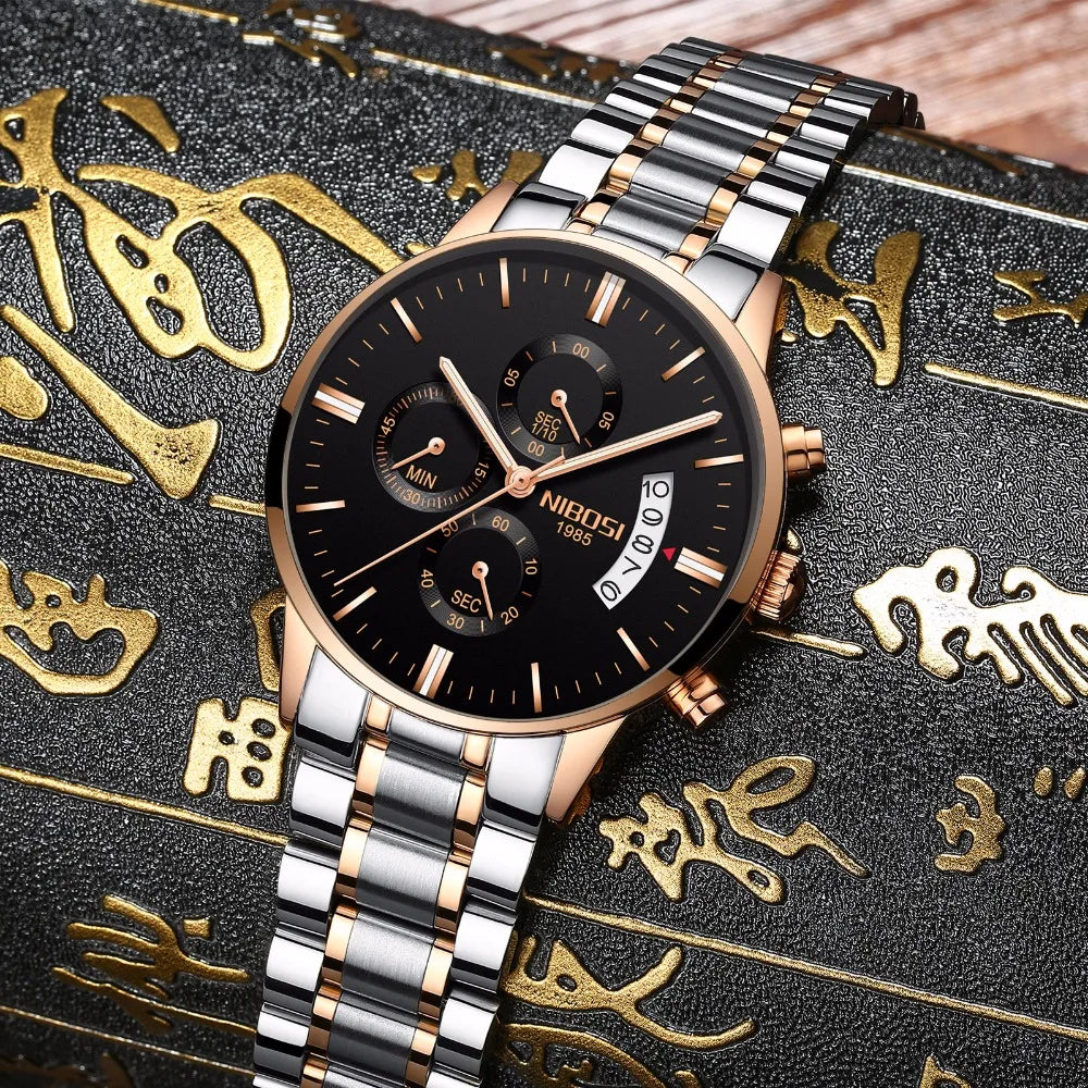 Relógio Masculino NIBOSI de Luxo - Marca Superior, Estilo Militar e Movimento Quartzo