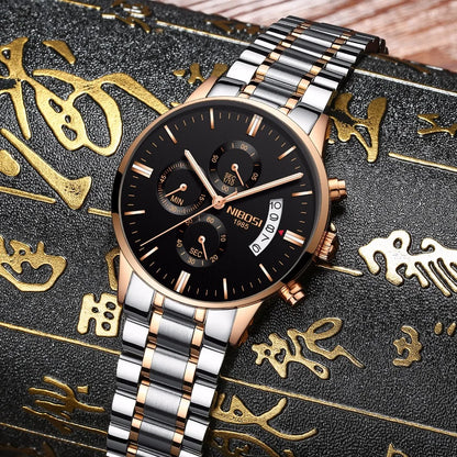 Relógio Masculino NIBOSI de Luxo - Marca Superior, Estilo Militar e Movimento Quartzo