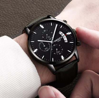 Relógio Masculino NIBOSI de Luxo - Marca Superior, Estilo Militar e Movimento Quartzo