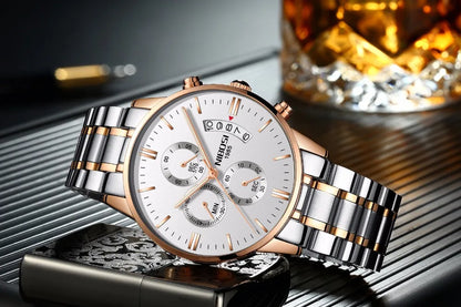 Relógio Masculino NIBOSI de Luxo - Marca Superior, Estilo Militar e Movimento Quartzo