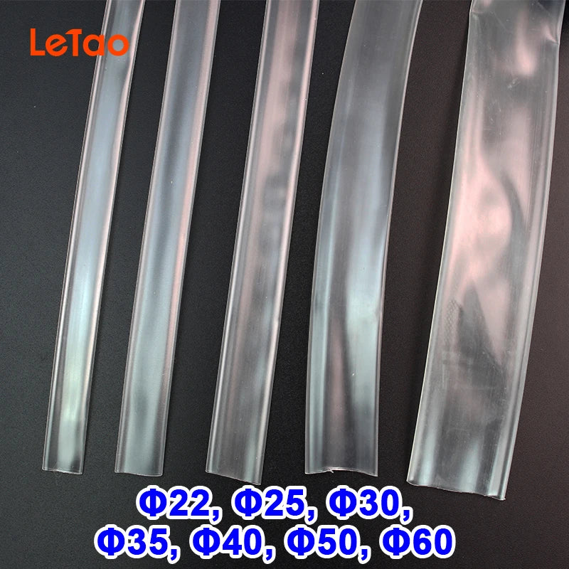 Tubo termo retrátil transparente, diâmetro 12mm - 30mm, 1 metro
