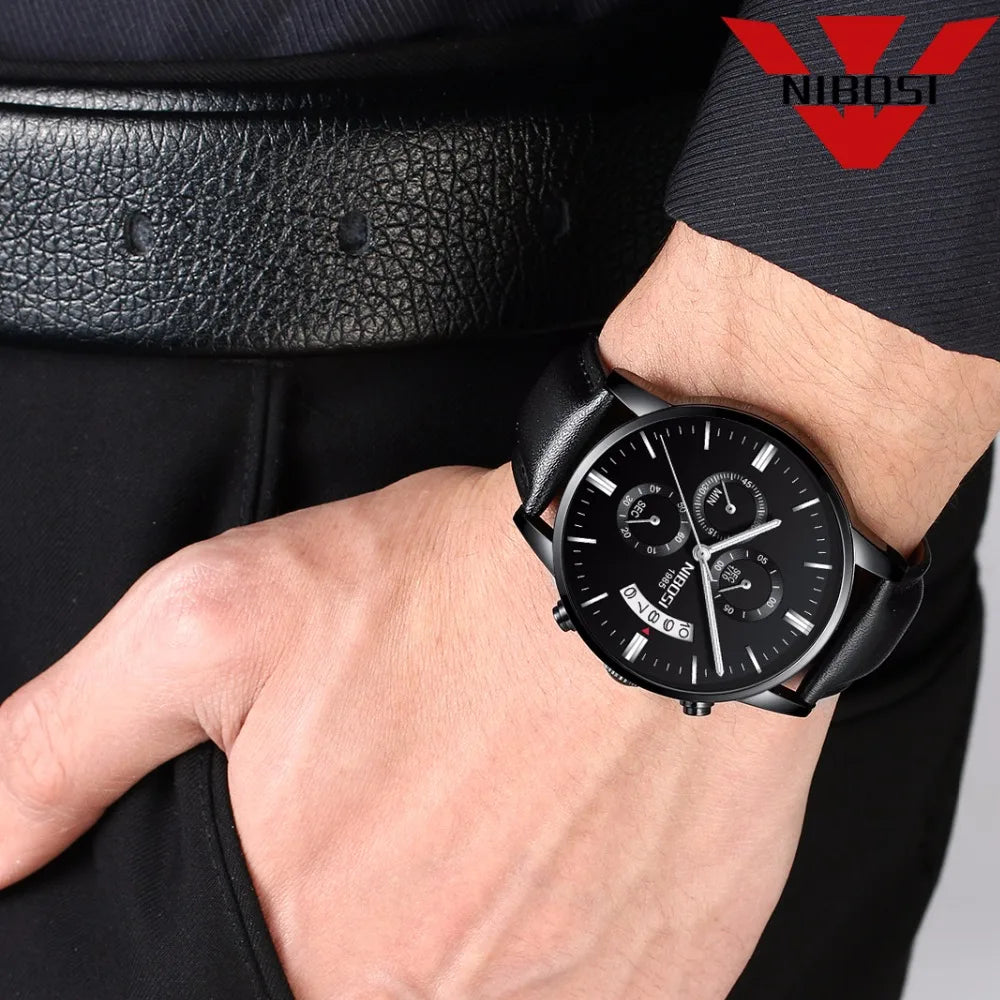 Relógio Masculino NIBOSI de Luxo - Marca Superior, Estilo Militar e Movimento Quartzo