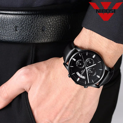 Relógio Masculino NIBOSI de Luxo - Marca Superior, Estilo Militar e Movimento Quartzo