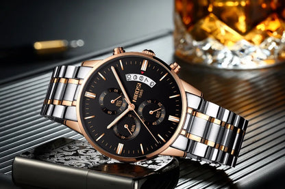 Relógio Masculino NIBOSI de Luxo - Marca Superior, Estilo Militar e Movimento Quartzo