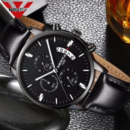 Relógio Masculino NIBOSI de Luxo - Marca Superior, Estilo Militar e Movimento Quartzo
