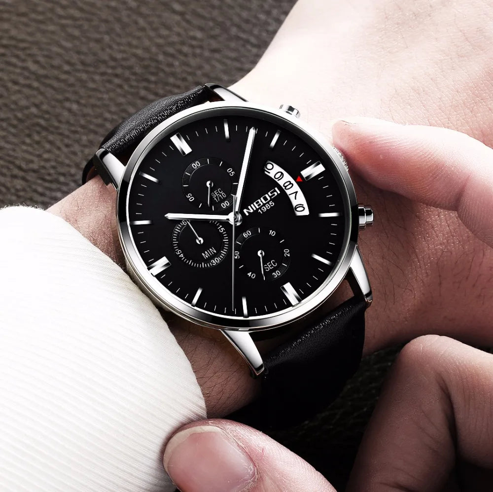Relógio Masculino NIBOSI de Luxo - Marca Superior, Estilo Militar e Movimento Quartzo
