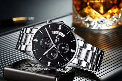 Relógio Masculino NIBOSI de Luxo - Marca Superior, Estilo Militar e Movimento Quartzo