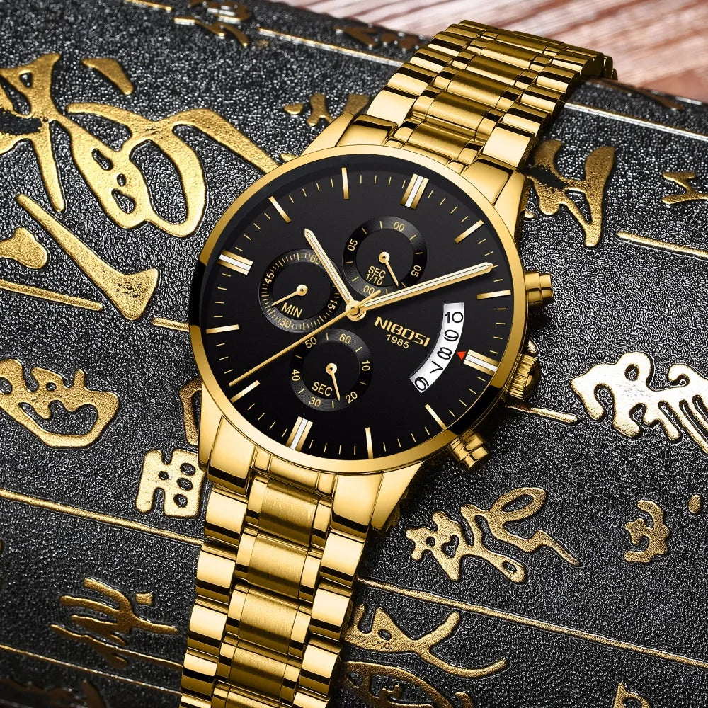 Relógio Masculino NIBOSI de Luxo - Marca Superior, Estilo Militar e Movimento Quartzo