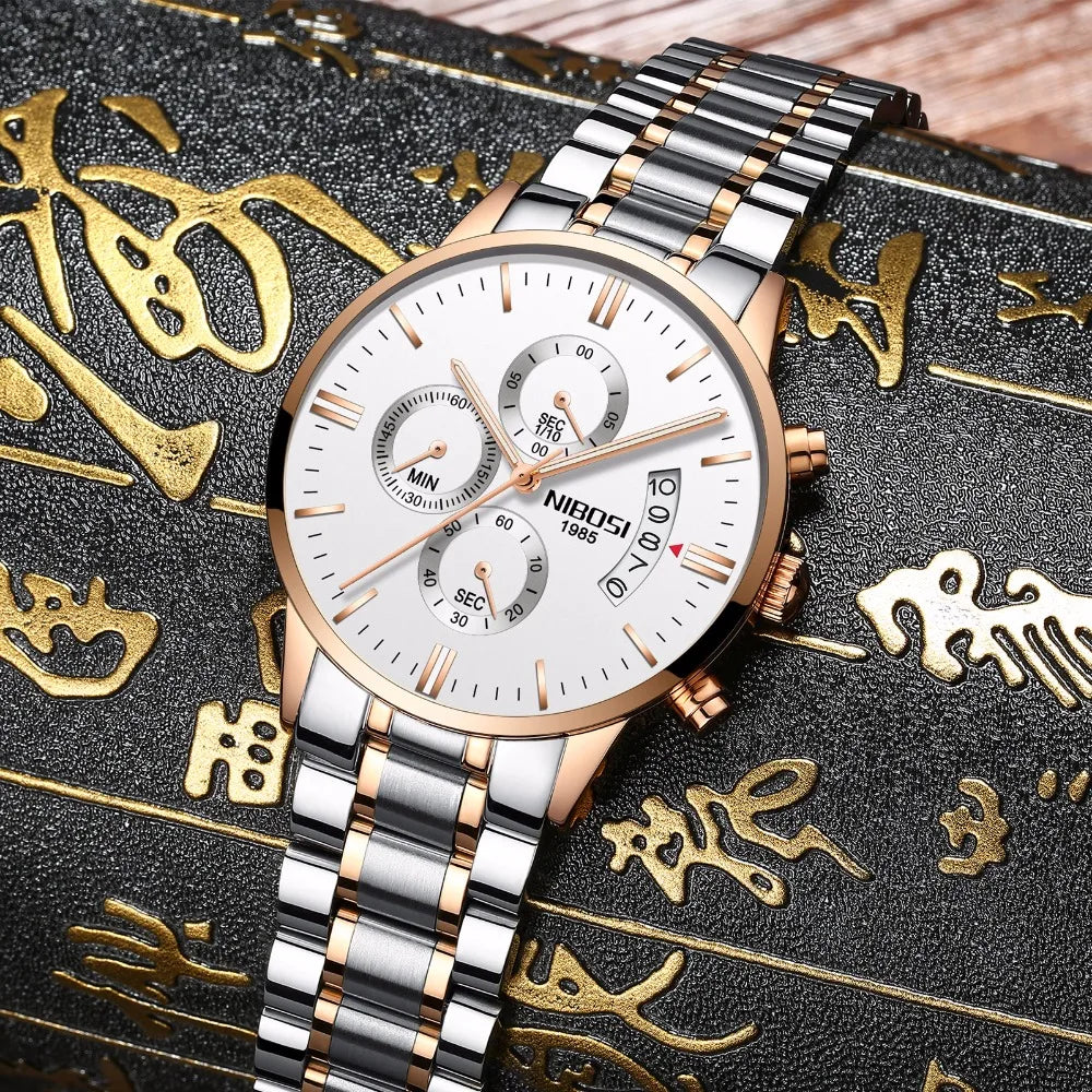 Relógio Masculino NIBOSI de Luxo - Marca Superior, Estilo Militar e Movimento Quartzo