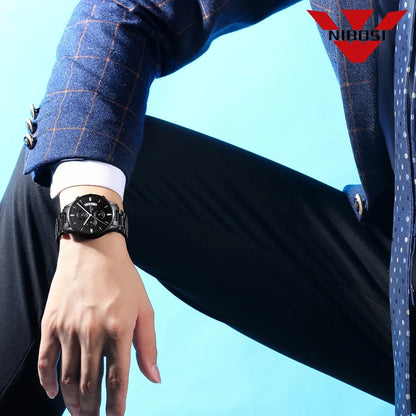 Relógio Masculino NIBOSI de Luxo - Marca Superior, Estilo Militar e Movimento Quartzo