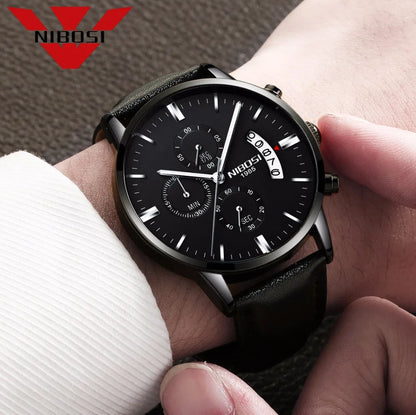 Relógio Masculino NIBOSI de Luxo - Marca Superior, Estilo Militar e Movimento Quartzo