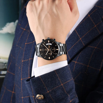 Relógio Masculino NIBOSI de Luxo - Marca Superior, Estilo Militar e Movimento Quartzo