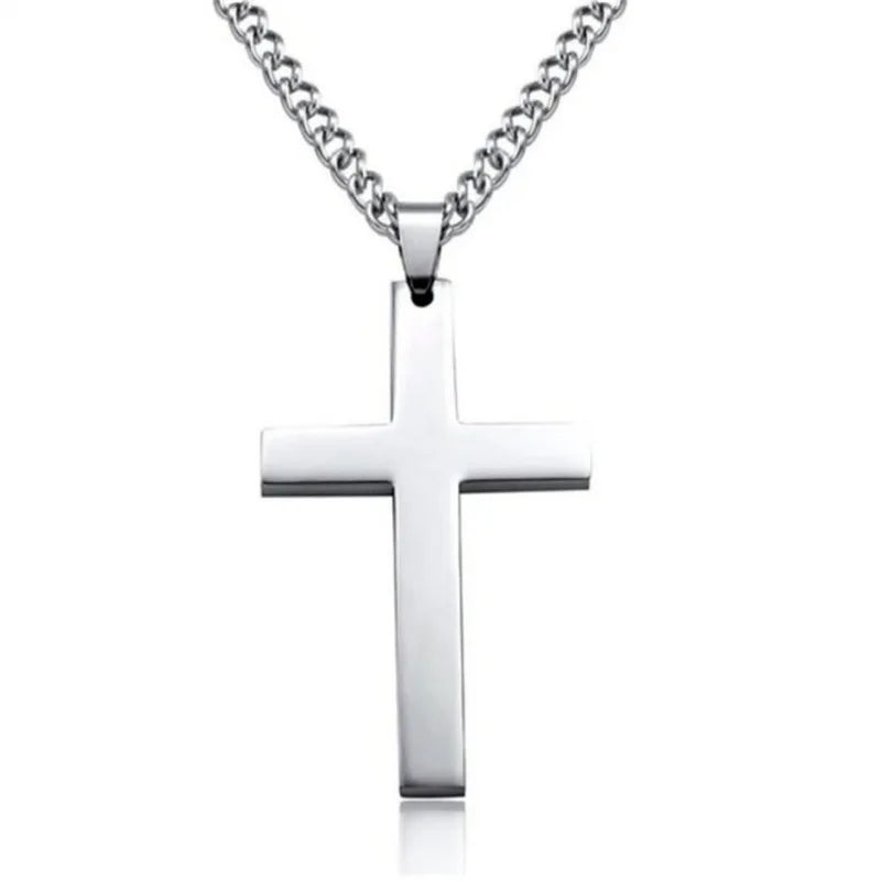 Colar Criativo com Pingente de Cruz de Jesus Cristo – Design Religioso Simples e Elegante para Homens e Mulheres