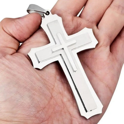 Colar Criativo com Pingente de Cruz de Jesus Cristo – Design Religioso Simples e Elegante para Homens e Mulheres