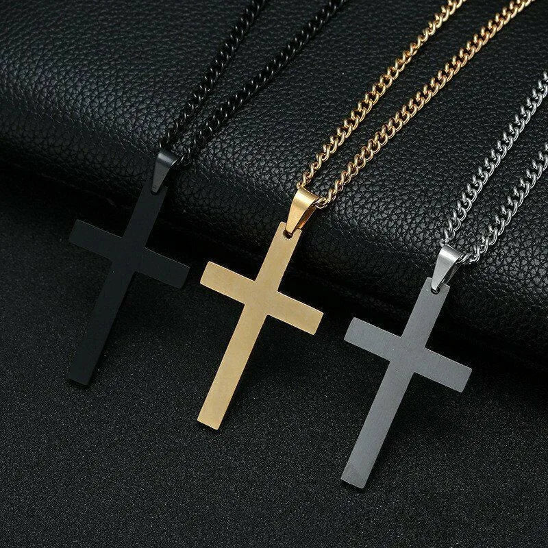 Colar Criativo com Pingente de Cruz de Jesus Cristo – Design Religioso Simples e Elegante para Homens e Mulheres