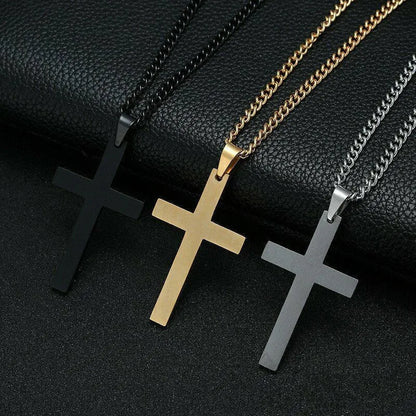 Colar Criativo com Pingente de Cruz de Jesus Cristo – Design Religioso Simples e Elegante para Homens e Mulheres
