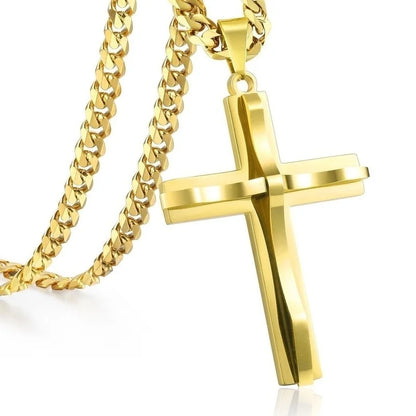 Colar Criativo com Pingente de Cruz de Jesus Cristo – Design Religioso Simples e Elegante para Homens e Mulheres