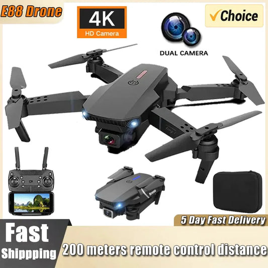 Drone Profissional E88 4K com Câmera HD 1080P, WiFi, FPV, Altura Hold e Design Dobrável