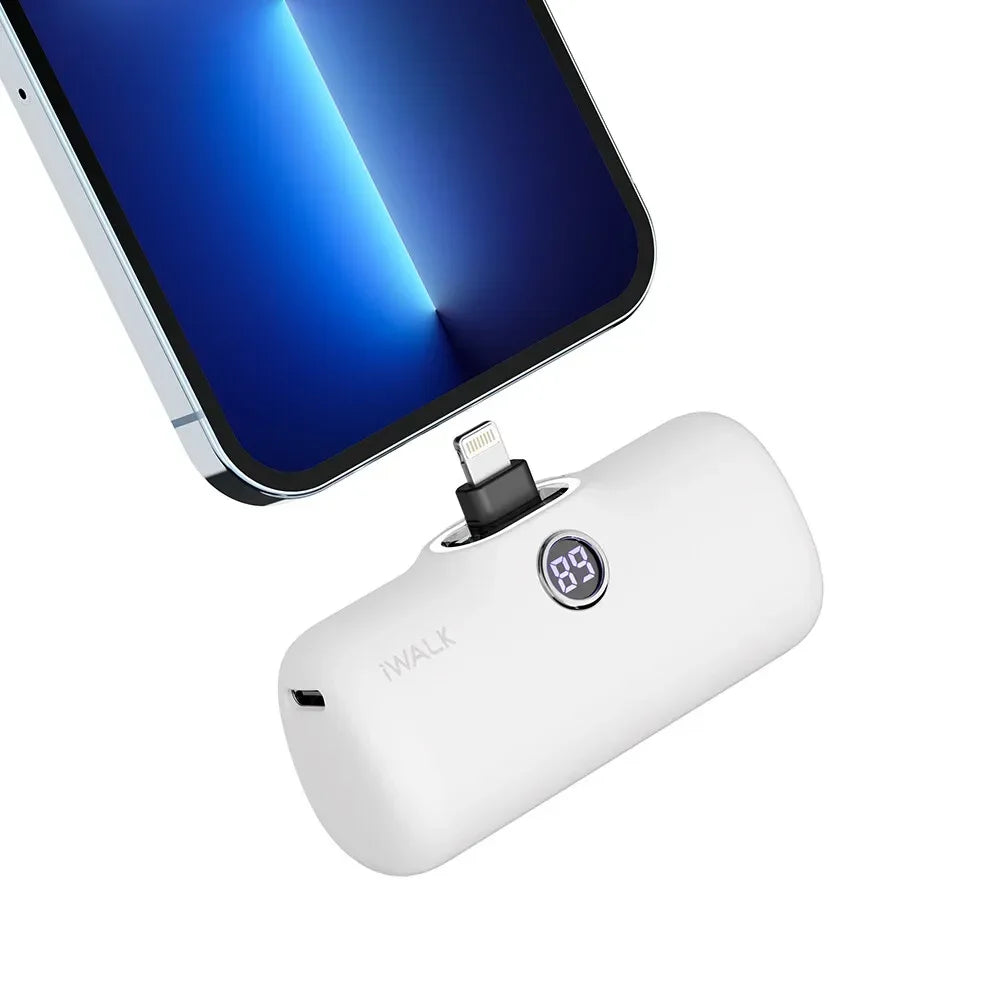 IWALK Power Bank Portátil 4800mAh - Carregador Ultra Mini com Carga Rápida para iPhone e Dispositivos Móveis - Banco de Bateria Externo