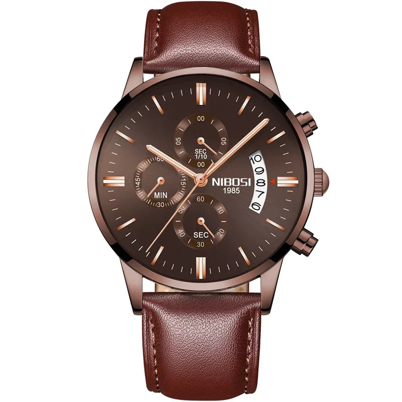 Relógio Masculino NIBOSI de Luxo - Marca Superior, Estilo Militar e Movimento Quartzo