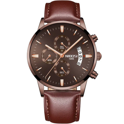 Relógio Masculino NIBOSI de Luxo - Marca Superior, Estilo Militar e Movimento Quartzo