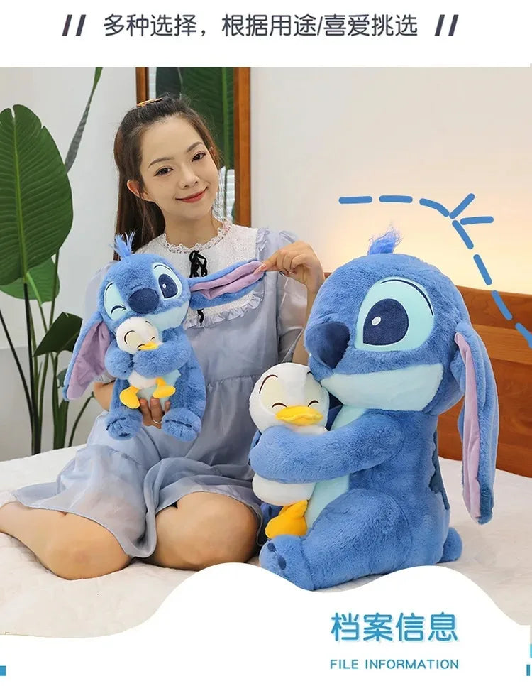 Boneca de Pelúcia Disney Stitch - Boneca Lilo - Boneca de Pato Stitch Fofa - Brinquedo de Pelúcia e Almofada - Presente de Aniversário para Crianças.