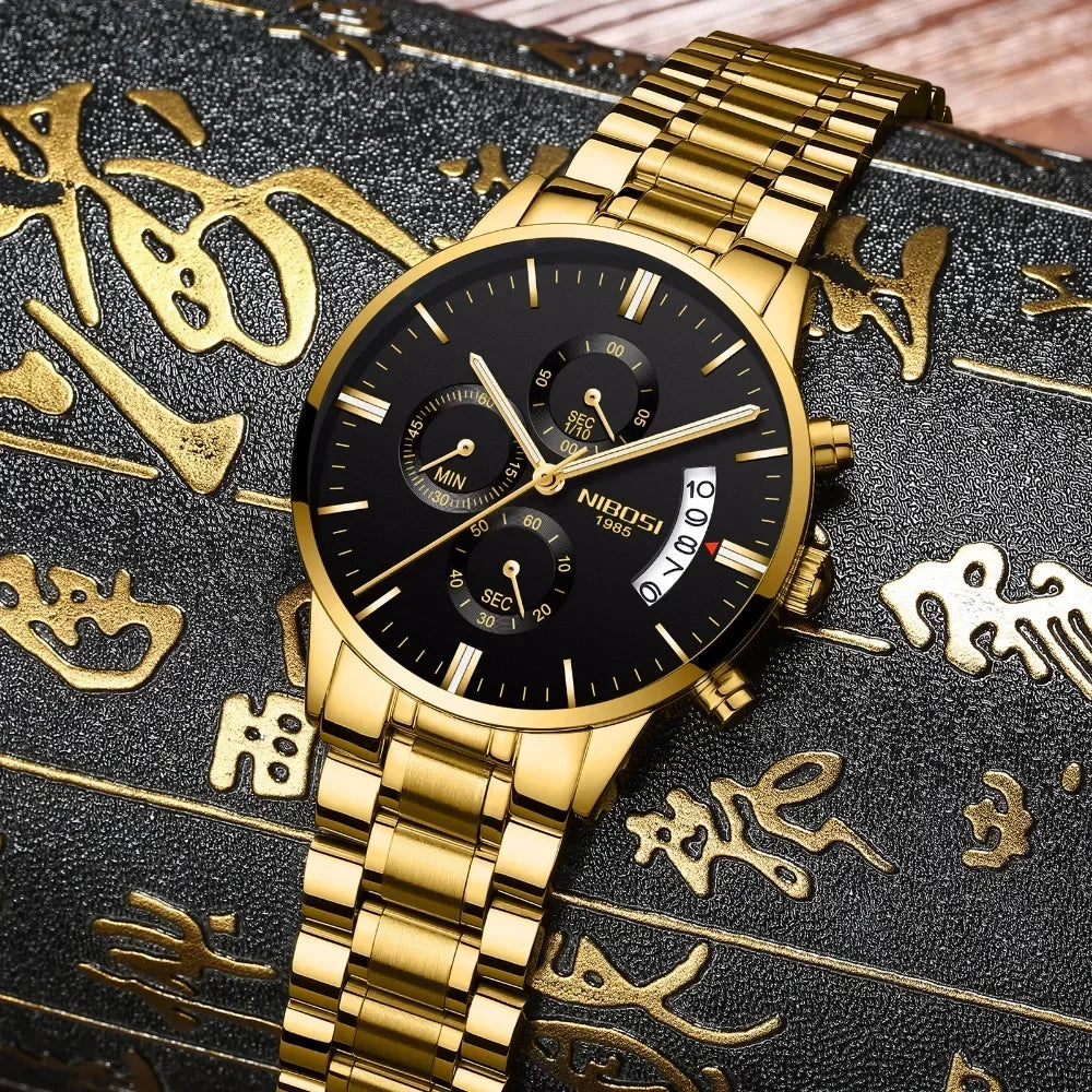 Relógio Masculino NIBOSI de Luxo - Marca Superior, Estilo Militar e Movimento Quartzo