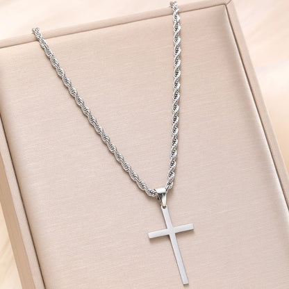 Colar Minimalista de Pingente de Cruz – Aço Inoxidável Banhado a Ouro para Homens e Mulheres – Joias Elegantes para 2025