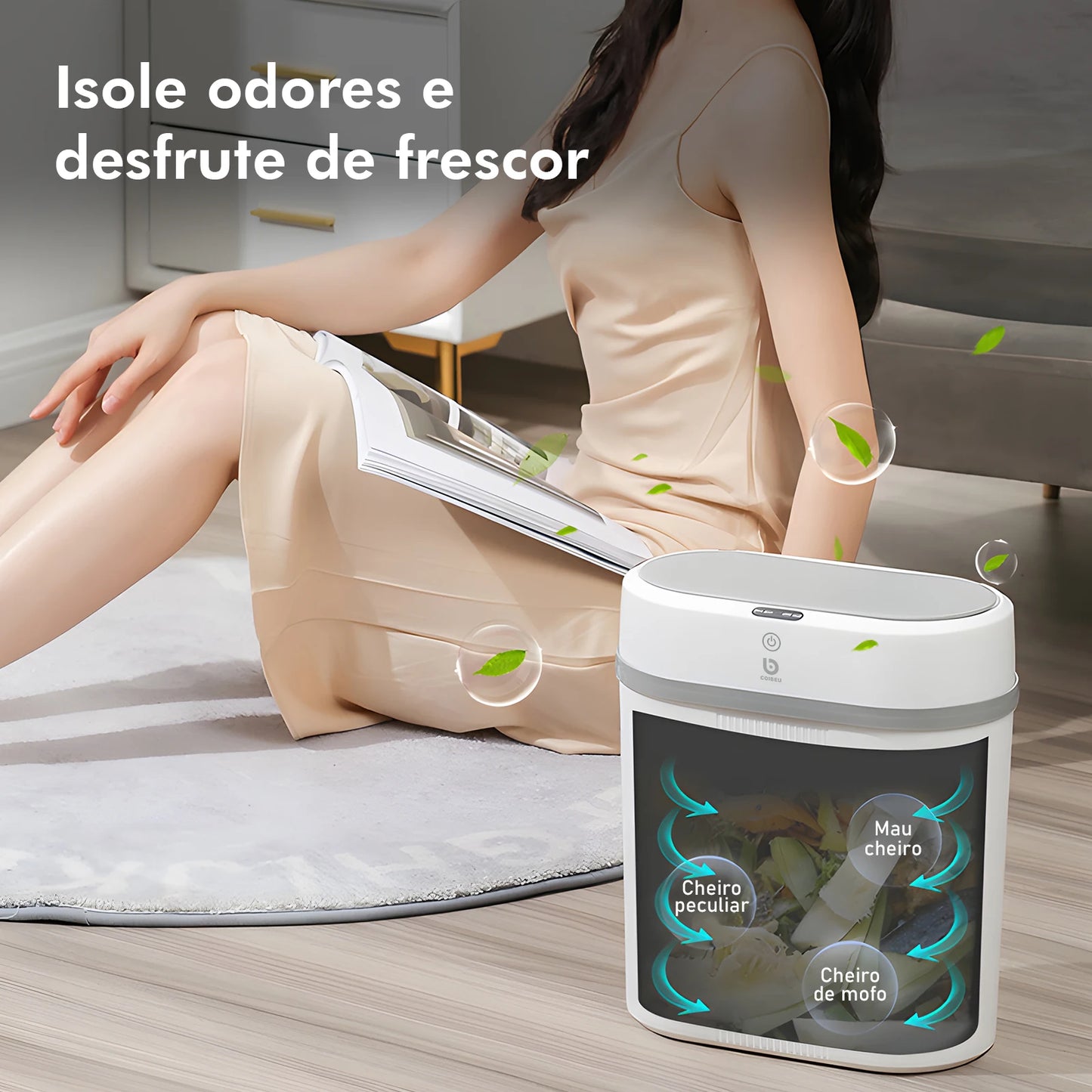 Lixeira Automática com Sensor, Lixeira de Banheiro, Lixeira Automática, Lixeira para Cozinha, Lixeira Inteligente com Sensor, 12L