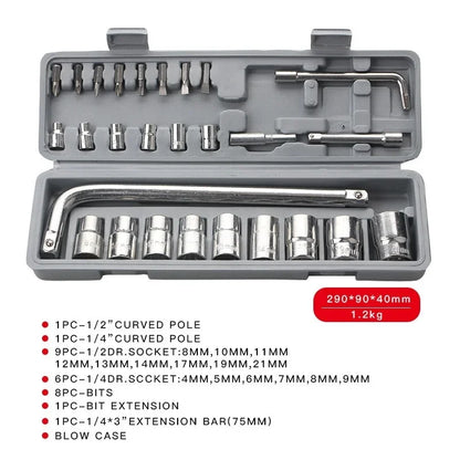 Conjunto Chave De Roda Soquetes Sextavados Titanium 27 Pçs