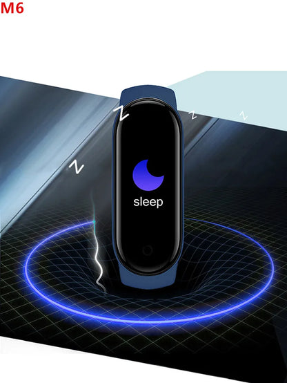Pulseira Inteligente M6 Smomen para Fitness - Monitor de Frequência Cardíaca e Pressão Arterial - À Prova d'Água - Compatível com Mi Band 6 - Ideal para Homens e Mulheres
