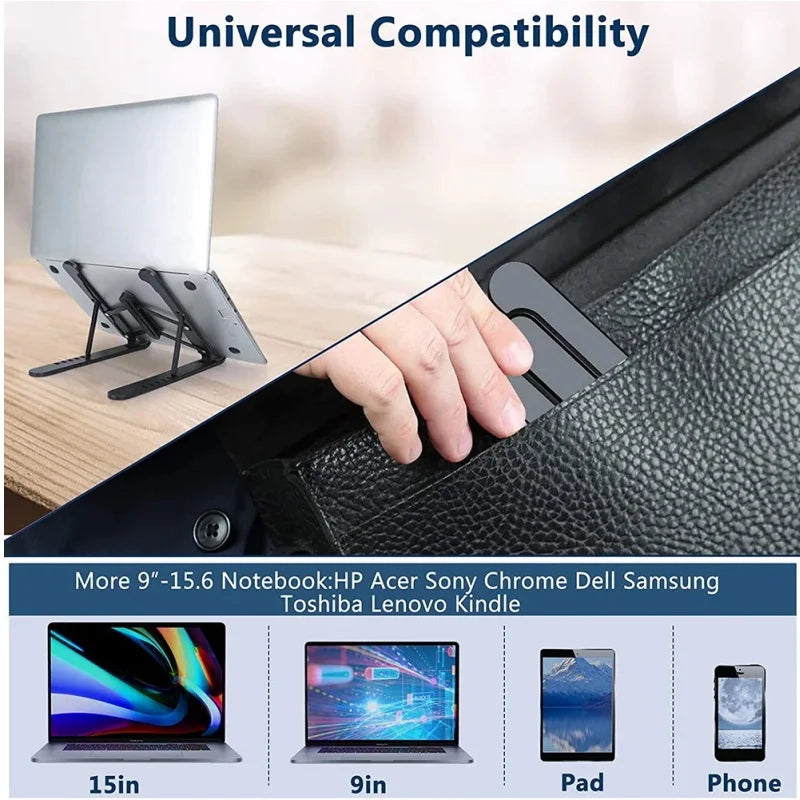 Suporte Universal para Laptop, Suporte Ajustável para Computador, Estável, Portátil e Dobrável