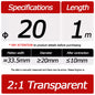 Tubo termo retrátil transparente, diâmetro 12mm - 30mm, 1 metro
