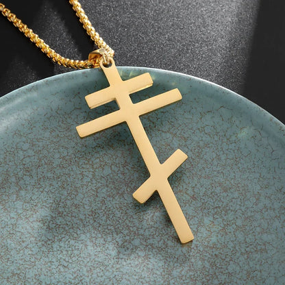 Colar Criativo com Pingente de Cruz de Jesus Cristo – Design Religioso Simples e Elegante para Homens e Mulheres