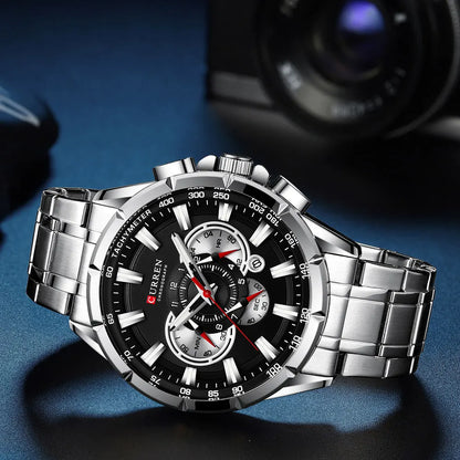 Relógio Masculino Curren 8363 - Aço Inoxidável, Luxuoso e Multifuncional com Movimento Quartzo