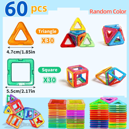 Blocos de Construção Magnéticos - Brinquedos Magnéticos de Tamanho Médio - Brinquedos de Construção - Brinquedos Educativos de Aprendizado com Imãs.