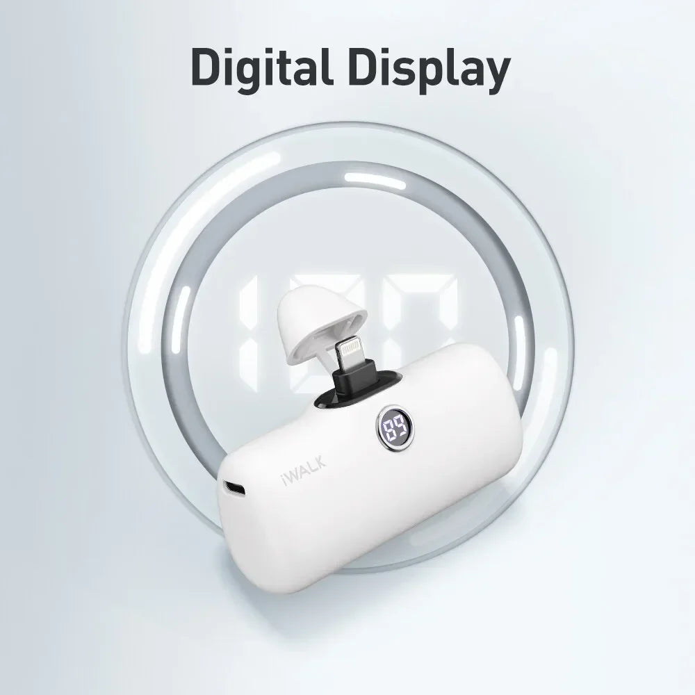 IWALK Power Bank Portátil 4800mAh - Carregador Ultra Mini com Carga Rápida para iPhone e Dispositivos Móveis - Banco de Bateria Externo
