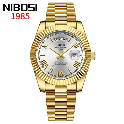 Nibosi relógios masculinos de luxo marca superior relogio masculino famoso moda casual vestido relógio militar quartzo relógios pulso saat