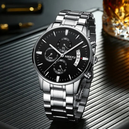 Relógio Masculino NIBOSI de Luxo - Marca Superior, Estilo Militar e Movimento Quartzo
