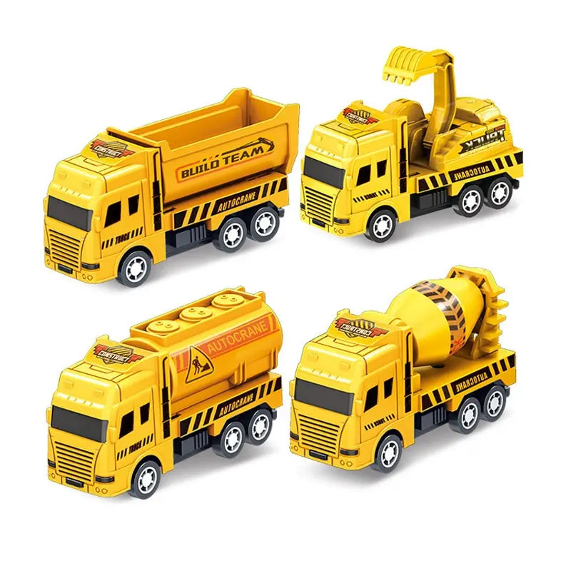 4 Carros Educativos - Brinquedo Infantil - Modelo de Veículo de Engenharia - Quatro Mini Carros.