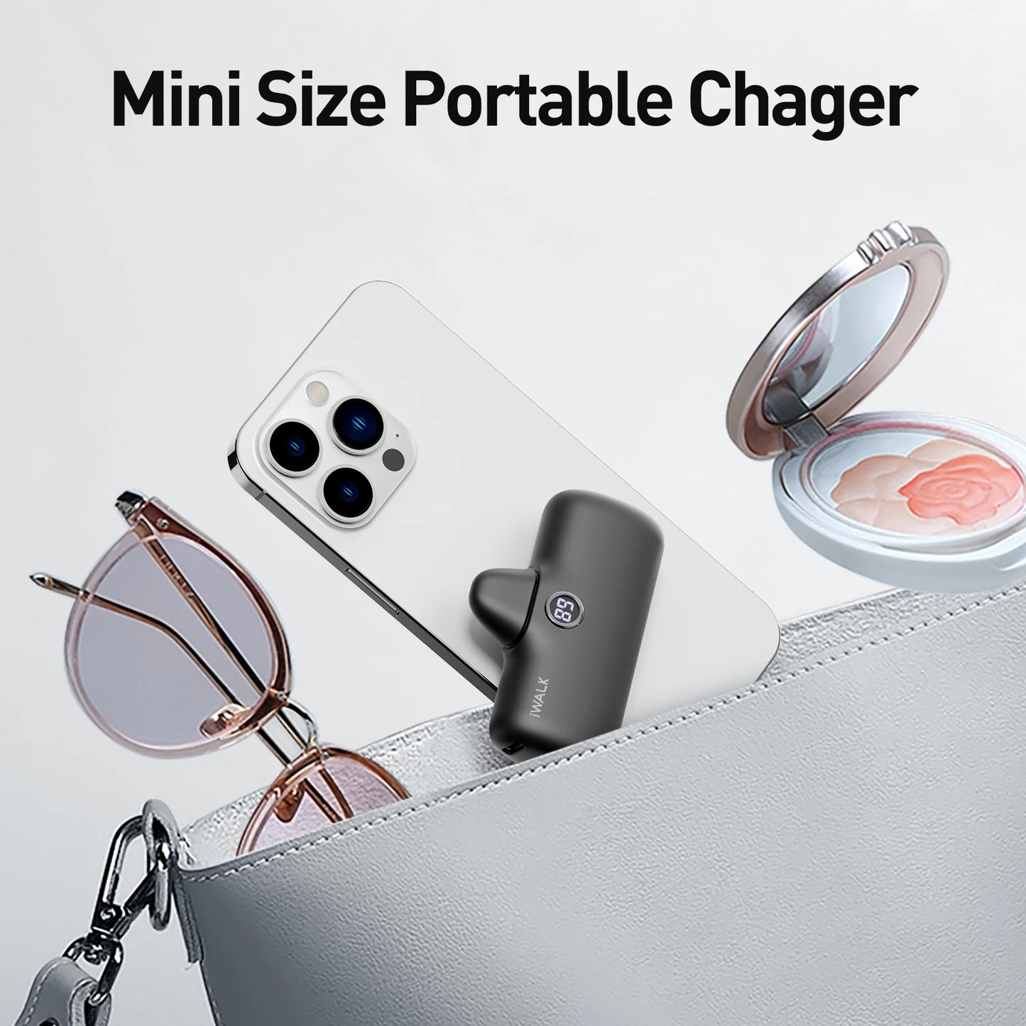 IWALK Power Bank Portátil 4800mAh - Carregador Ultra Mini com Carga Rápida para iPhone e Dispositivos Móveis - Banco de Bateria Externo
