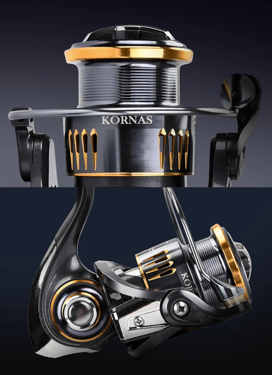 Molinete de pesca livre de ferrugem, rolamento suave 5.2:1, potência máxima 12kg.