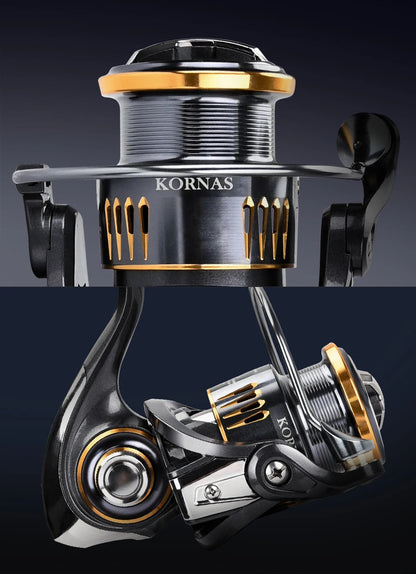 Molinete de pesca livre de ferrugem, rolamento suave 5.2:1, potência máxima 12kg.
