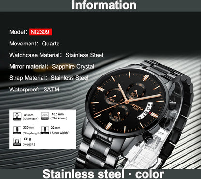 Nibosi relógios masculinos de luxo marca superior relogio masculino famoso moda casual vestido relógio militar quartzo relógios pulso saat
