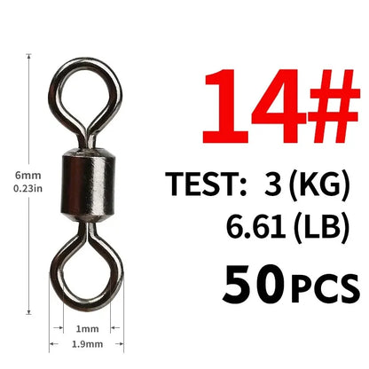 Girador para Pesca, aço inoxidável, conector sólido, 50Pcs.