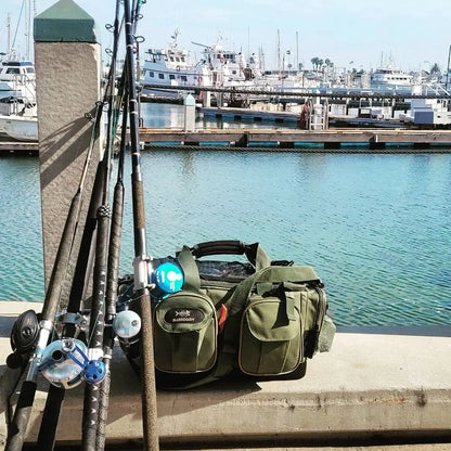 Bolsa de ombro para equipamento de pesca, resistente à água, leve, pacote de armazenamento de equipamentos com fundo duro moldado, capa de chuva