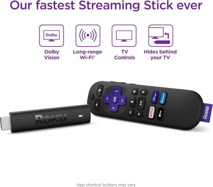 Acessório de TV Ao Vivo, Roku Streaming Stick 4K Original - HDR Dolby Vision, Controle Remoto por Voz